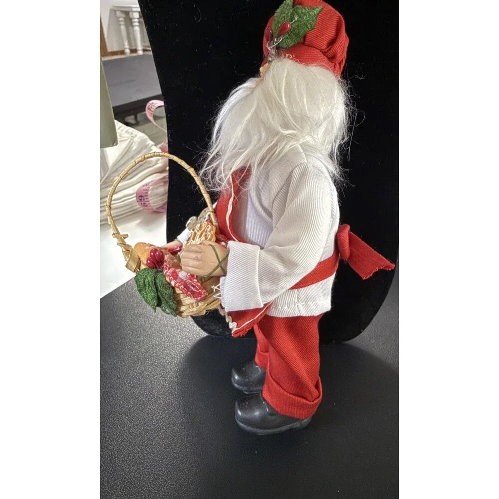 Gingerbread Cookie Baker Chef Santa Claus Figure Christmas 9 in Vintage Ornament
